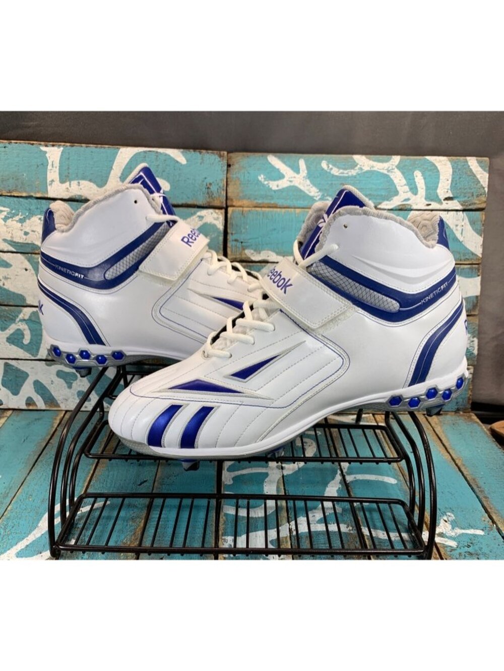 Rare Reebok Blue/White PYE Sample Dallas Cowboy Blitz ll Cleat Shoe Mens Sz 12.5